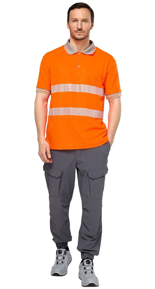 Футболка-поло сигнальная Фликер фл.-оранжевая Футболка-поло сигнальная Фликер фл.-оранжевая