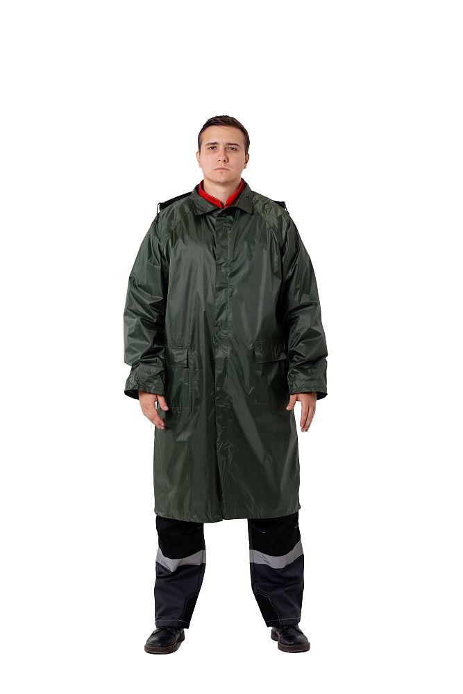 Плащ нейлоновый с ПВХ влагозащитный, зеленый